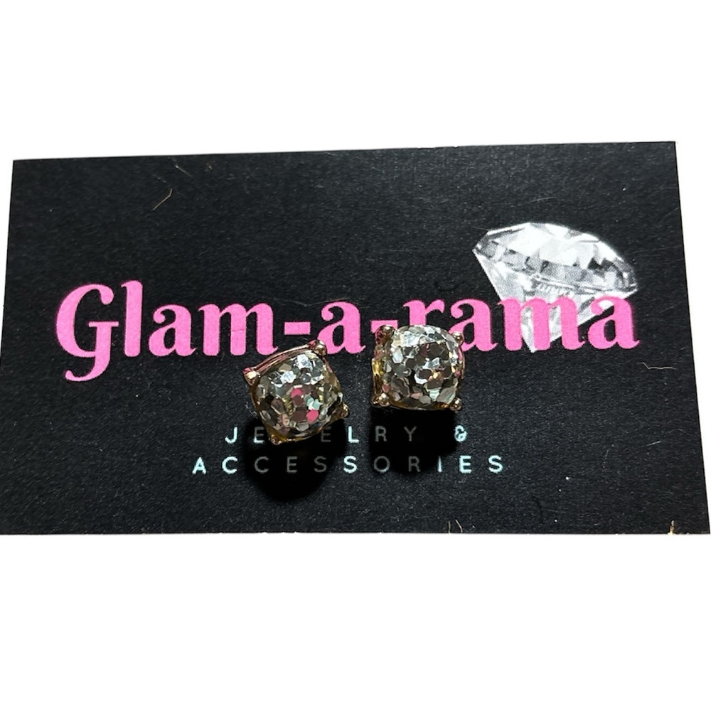Glitter stud earrings - silver